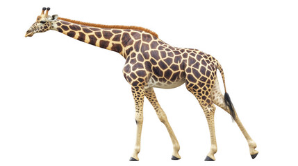 Naklejka premium Giraffe Walking on Black Background