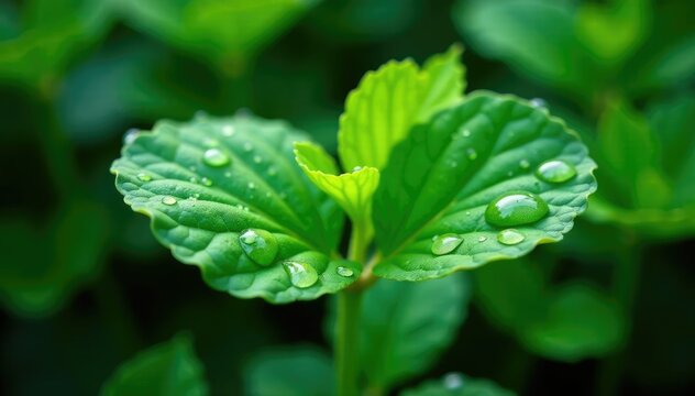 Pteris Vittata Leaves Covered In Water Droplets, botany, plant life
