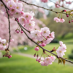 Pink Cherry Blossoms in Spring