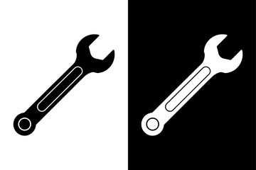 Simple Spanner Icon – High-Quality Black and White Silhouette Vector.