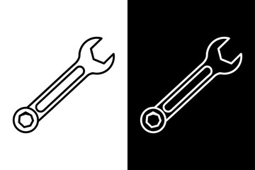 Simple Spanner Icon – High-Quality Black and White Silhouette Vector.