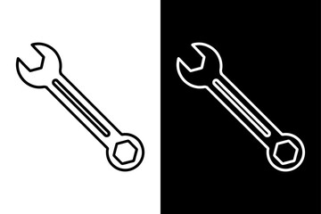 Simple Spanner Icon – High-Quality Black and White Silhouette Vector.