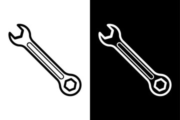 Simple Spanner Icon – High-Quality Black and White Silhouette Vector.