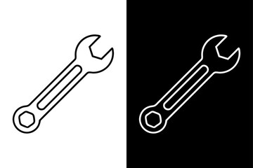 Simple Spanner Icon – High-Quality Black and White Silhouette Vector.