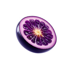 3D-rendered floating blackcurrant slice with smooth gradients