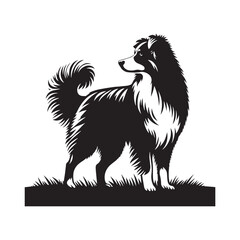 Australian Shepherd Vector Silhouette: High-Quality Dog Illustration, Pet Clipart, Digital Art, Minimalist Australian shepherd Graphic Design.