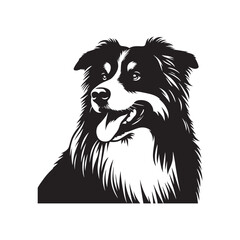 Australian Shepherd Vector Silhouette: High-Quality Dog Illustration, Pet Clipart, Digital Art, Minimalist Australian shepherd Graphic Design.