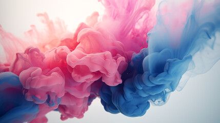 Obraz premium This is a captivating digital artwork presenting dynamic, swirling masses of vivid pink and deep blue hues, resembling ink in water. 