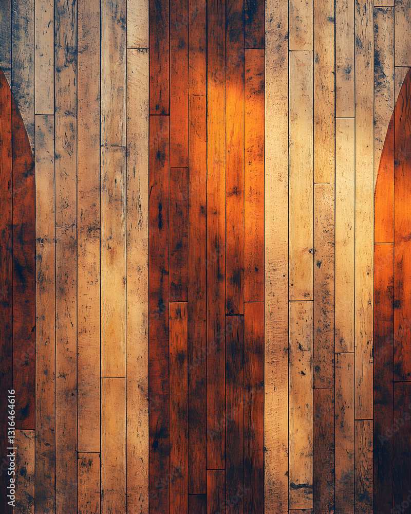 Poster rustic wooden planks with arched negative space creating a unique backdrop