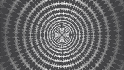 Abstract optical illusion pattern. Monochrome . geometrical oval or almond-shaped elements 