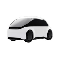 Futuristic self driving car with sleek sensors and lidar system isolated on a transparent background 