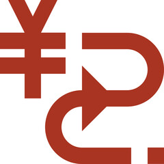 Secure Yen Currency Exchange Illustrated With A Dynamic Red Arrow Loop Signifying Reliable And Swift Transactions In A Bold Graphic Style