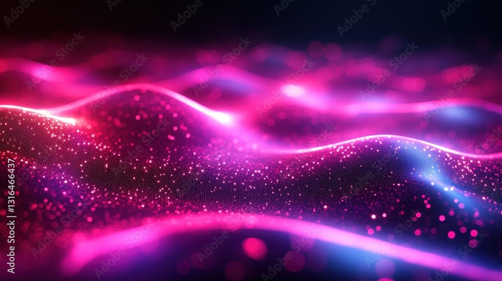 Poster dynamic light waves creating a vibrant abstract scene digital art futuristic environment high-contra