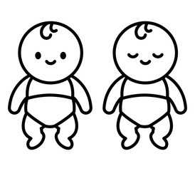Cute simple cartoon baby in diapers line icon, hand drawn cartoon doodle. Baby vector illustration
