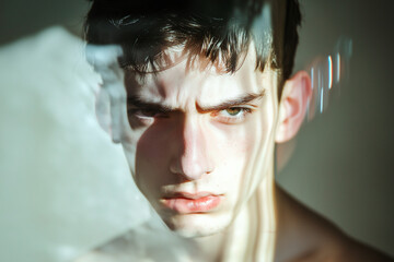 A man with schizophrenia: Concept of schizophrenia, depression, and anxiety.