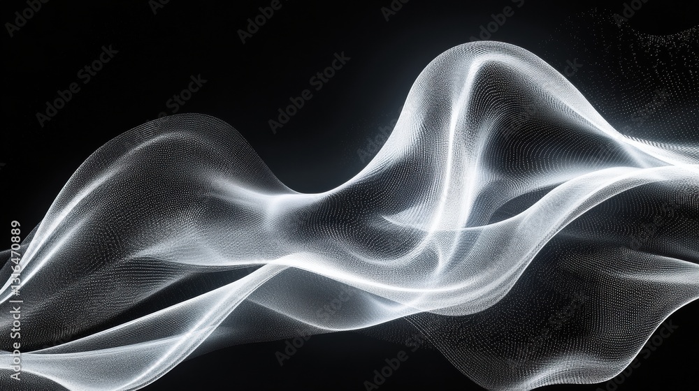 Aufkleber dynamic flowing light patterns abstract space digital art dark background close-up contemporary desi