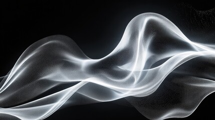 Obraz premium Dynamic flowing light patterns abstract space digital art dark background close-up contemporary design