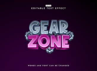 modern playful gear zone 3d kids game logo text effect