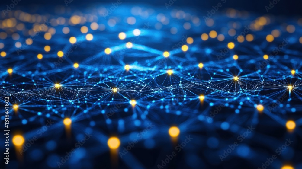 Aufkleber exploring network connections in digital landscapes virtual environment abstract visualization futur