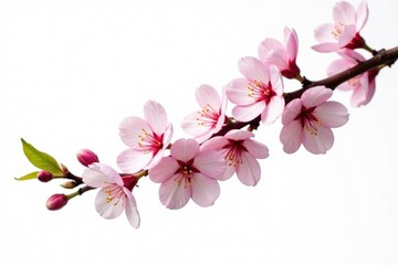 Naklejka premium Delicate cherry blossom branch isolated on white background, cherry blossom, isolation, flowers in isolation