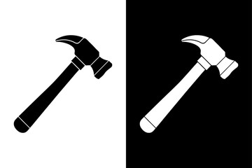 Black and White Hammer Icon Minimalist Silhouette Vector for Hardware & Engineering.