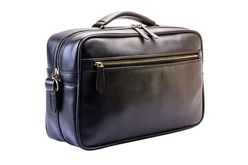 Elegant Black Leather Briefcase - Isolated on White Background, Transparent PNG, AI Generated