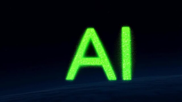 Glowing Green AI Text on a Dark Futuristic Background