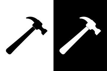 Black and White Hammer Icon Minimalist Silhouette Vector for Hardware & Engineering.