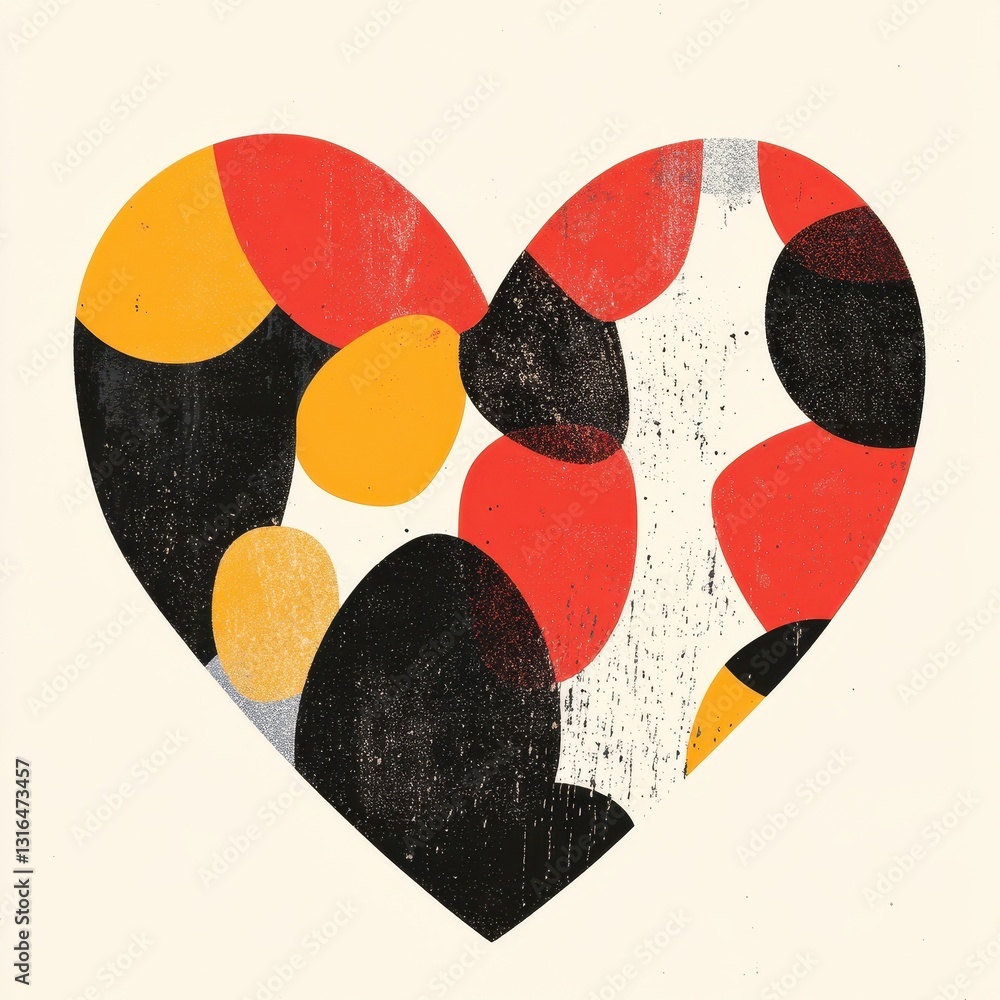 Poster a colorful heart shape comprised of overlapping abstract shapes