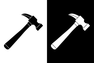 Black and White Hammer Icon Minimalist Silhouette Vector for Hardware & Engineering.