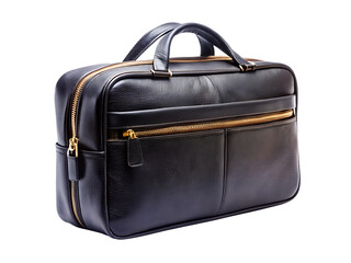 Elegant Black Leather Briefcase - Isolated on White Background, Transparent PNG, AI Generated