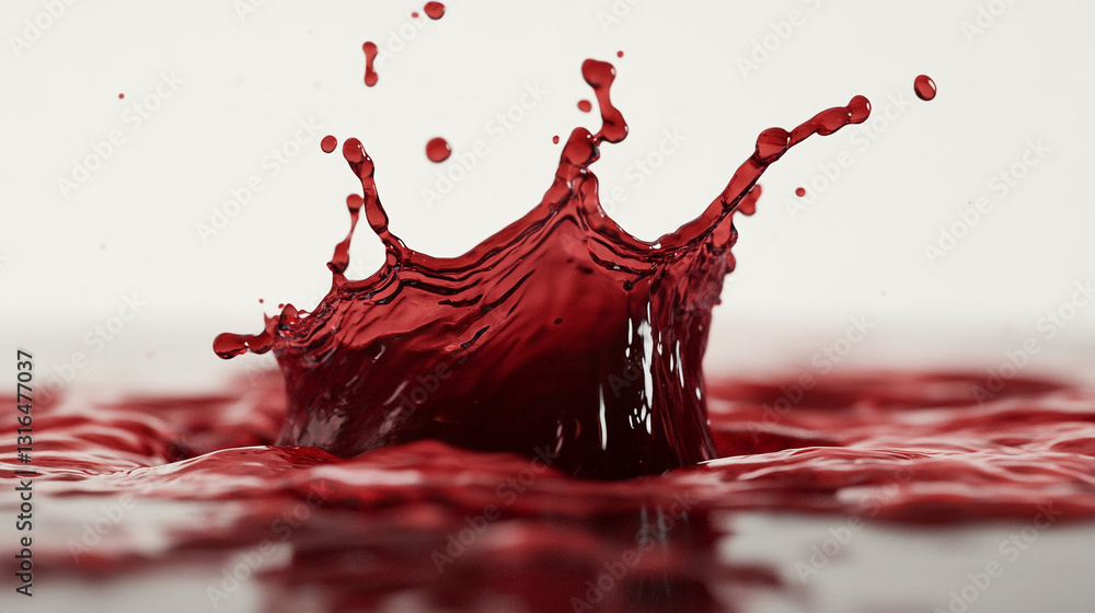 Poster red liquid splashing dynamic movement abstract background wine drop flow water drink color image
