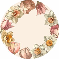 Pre made background of spring flowers in delicate colors. For Easter, Women's Day, Birthday, branding, advertising. Digital illustration