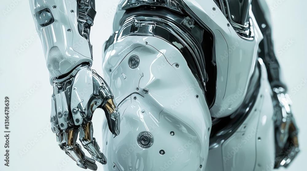 Aufkleber futuristic robotic arm displaying advanced technology and sleek design attributes in a minimalist en