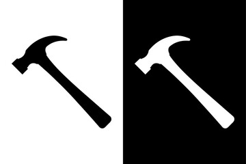 Classic Hammer Icon Black and White Silhouette Vector for Industrial & Technical Use.