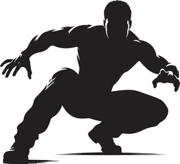 Crouching defensive pose vector illustration