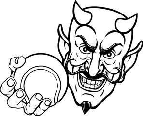 Devil Satan Tennis Ball Sports Mascot Cartoon