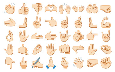 collection of various hand gesture emojis