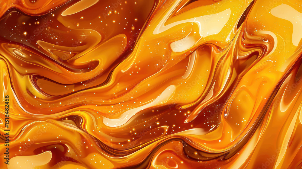 Aufkleber mesmerizing abstract fluid design with golden light and shimmering texture