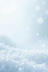 Naklejka premium Snowflakes gently falling on a white background, delicate flakes, frozen water