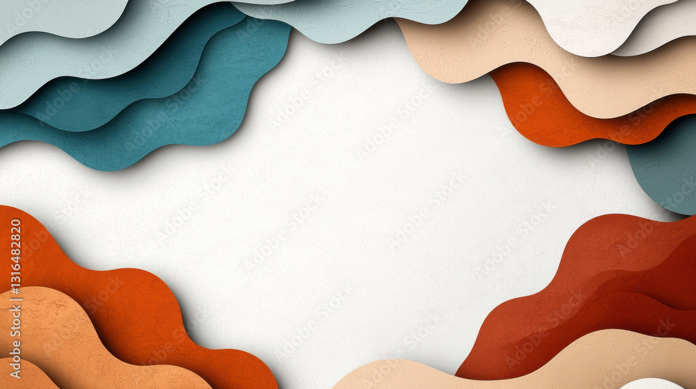 Poster minimalist abstract pattern with subtle waves in earthy tones and textures