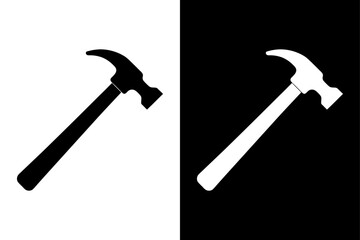 Hammer Silhouette Vector Icon Black and White Background.