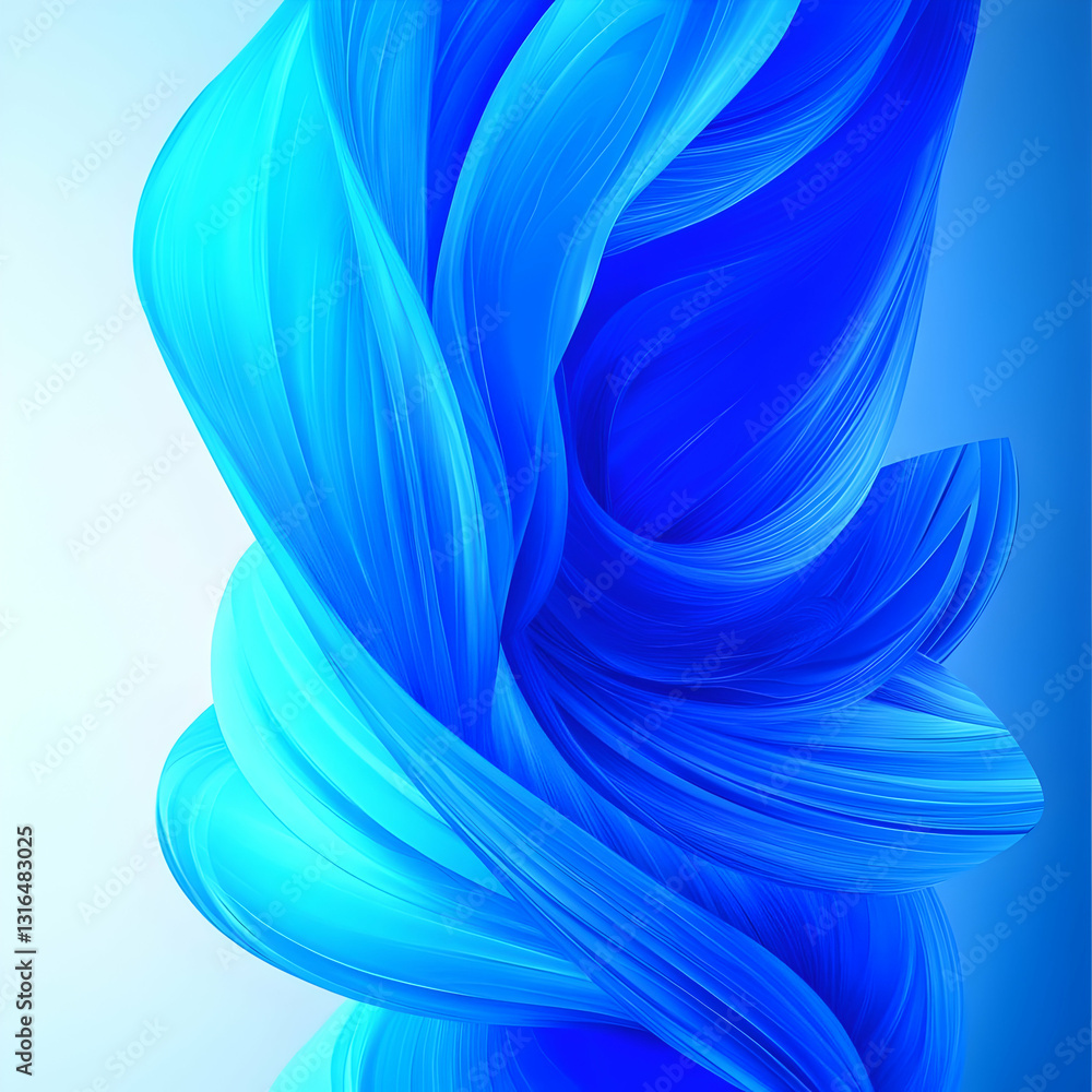 Poster abstract 3d render of swirling blue fabric, creating a dynamic and elegant background image