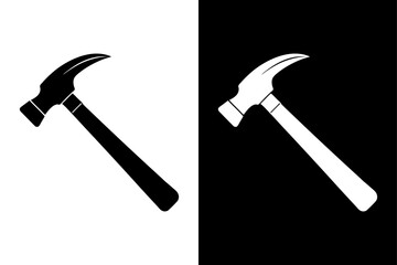 Hammer Silhouette Vector Icon Black and White Background.