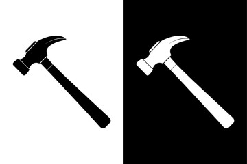 Hammer Silhouette Vector Icon Black and White Background.