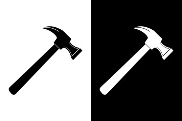 Hammer Silhouette Vector Icon Black and White Background.