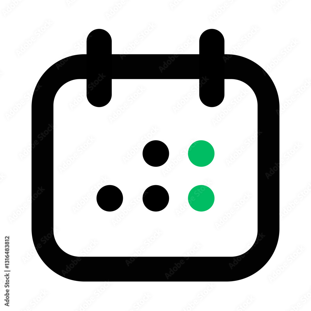 Poster a simple calendar icon displaying upcoming events with clean lines and a minimalist green and black 
