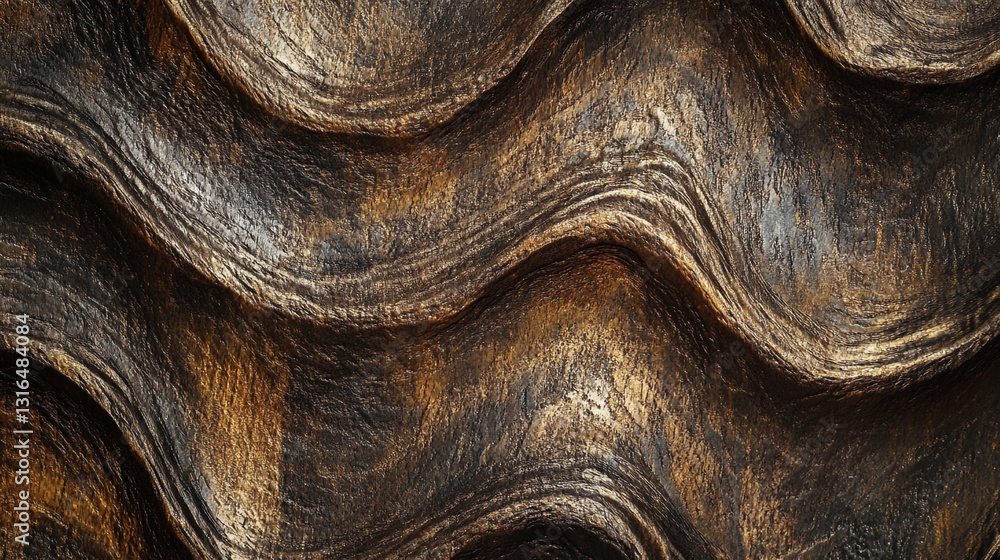Poster abstract brown and gold wavy texture background image design art wave dark rich rough curve lines