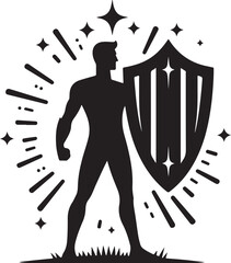 Holding a shield in defense vector illustration