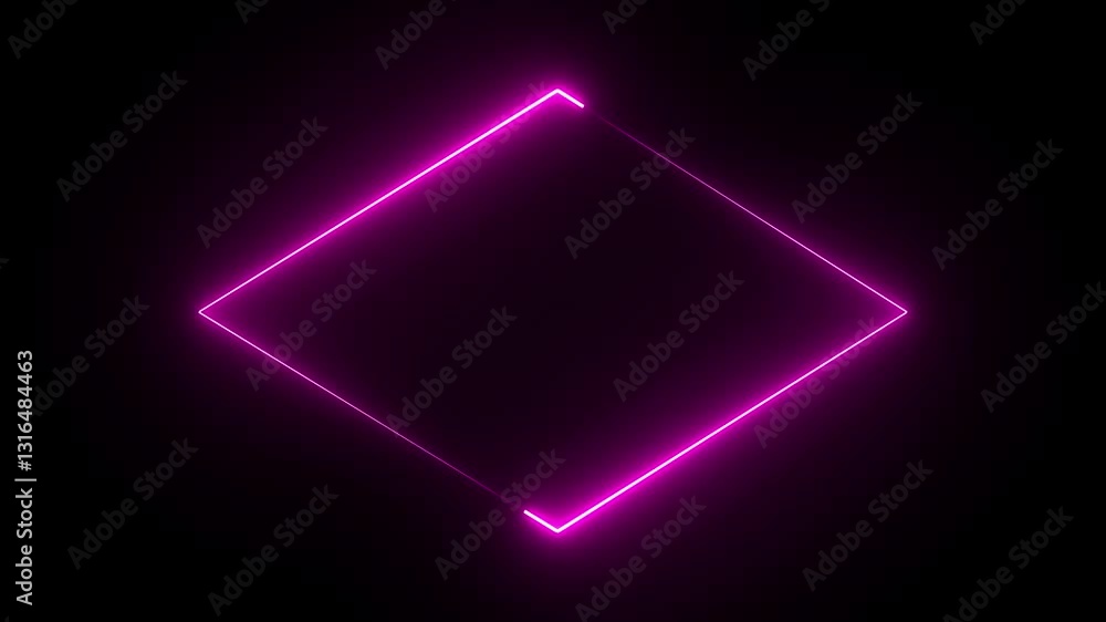 Sticker neon frame for your design. animated rectangle neon glowing frame background